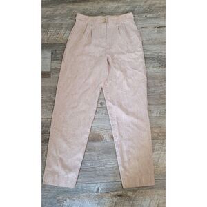 Meridian Linen Blend Trousers Size 14 Peachy‎ Tan Color Pleated Side Tabs